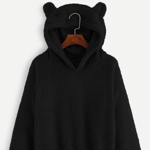 Black fuzzy hoodie with ears